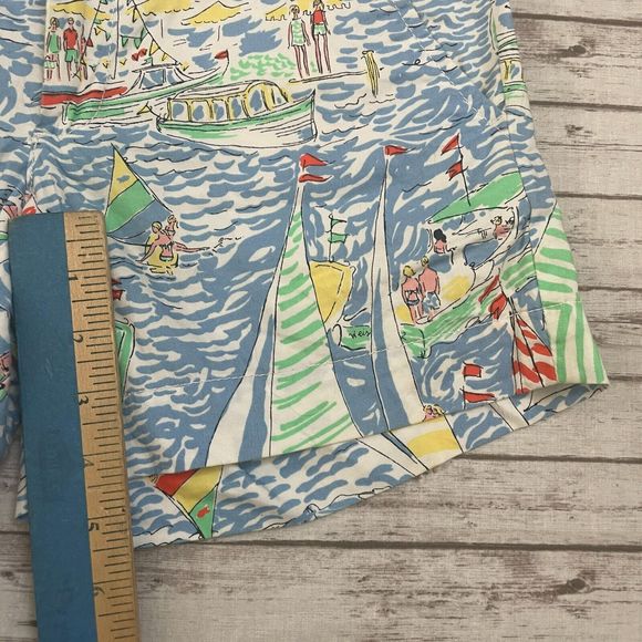 Lilly Pulitzer CALLAHAN Shorts GET NAUTI BLUE Nautical Sailboats Boats Size 0 - Picture 4 of 8
